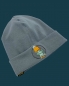 Preview: Hipster Beanie in der Farbe Hellgrau mit Label "Drache"